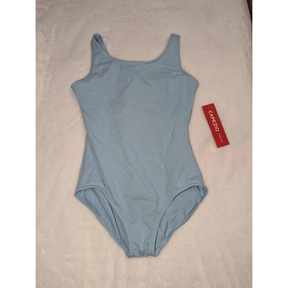Light Blue Capezio Sleeveless Tank Leotard Child Large 12-14 CC201C‎